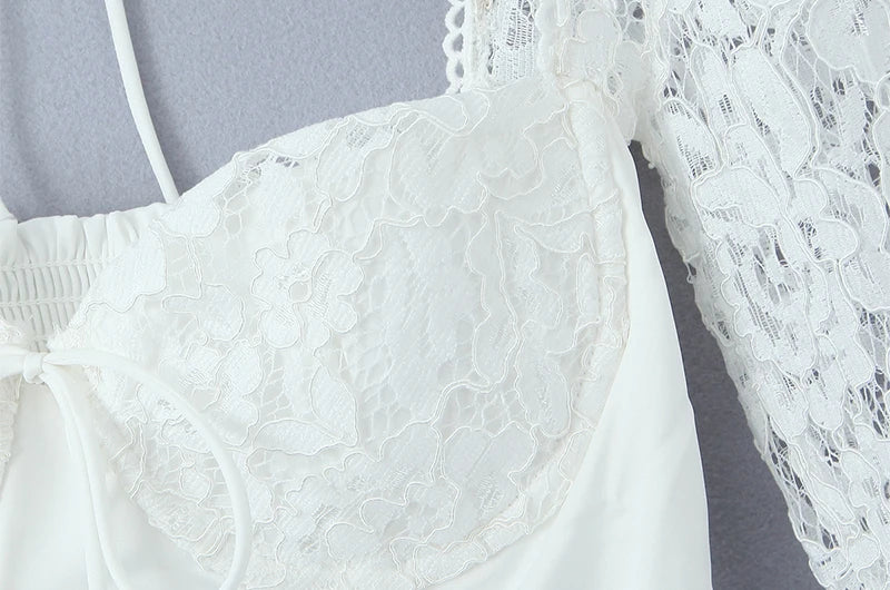 French style dress with lace sleeves
