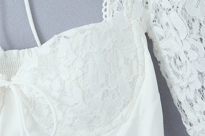 French style dress with lace sleeves
