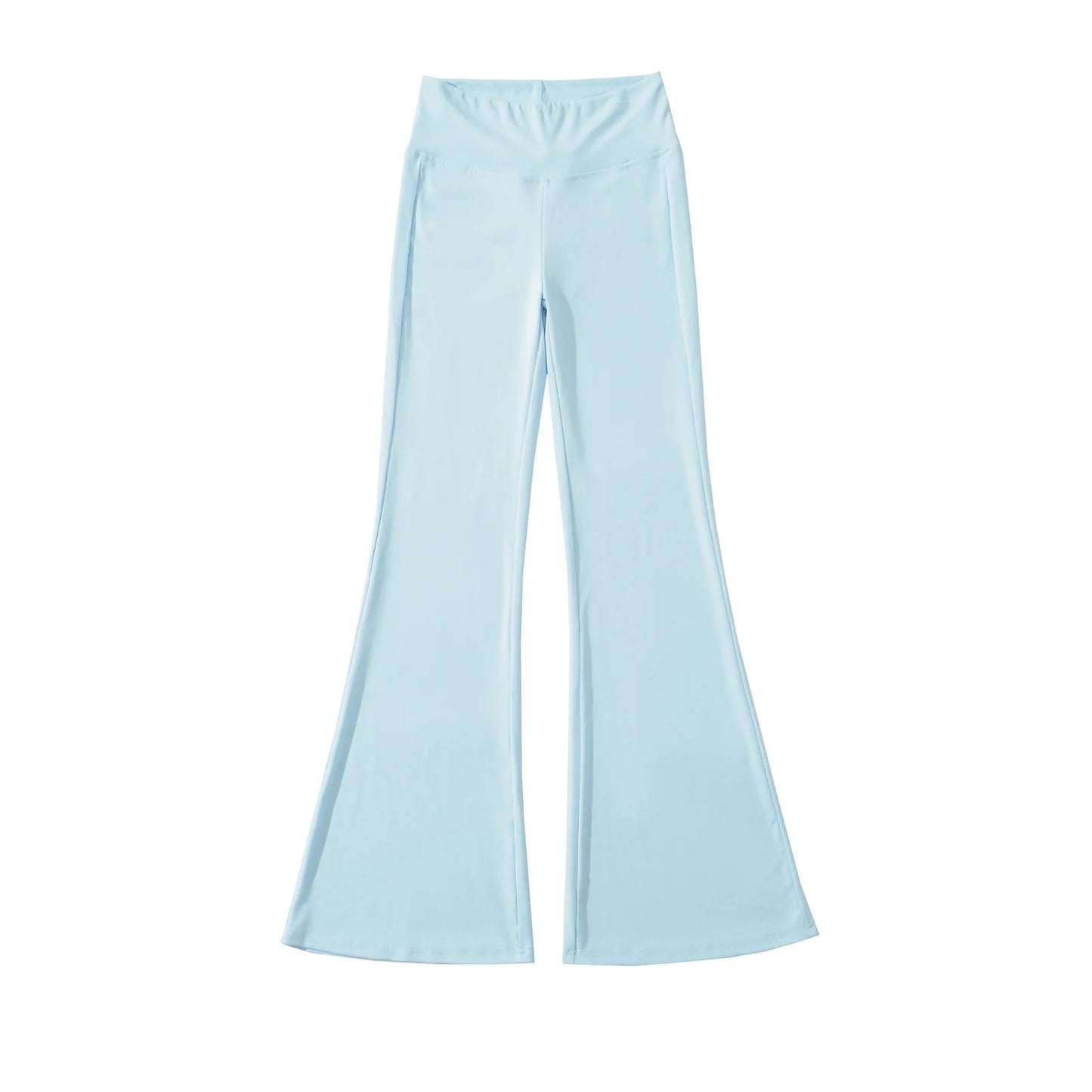 Flared pants with thick elastic at the waist
