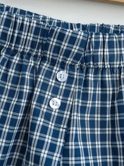 Two button checkered shorts