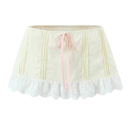Aesthetic skirt with pink ribbon