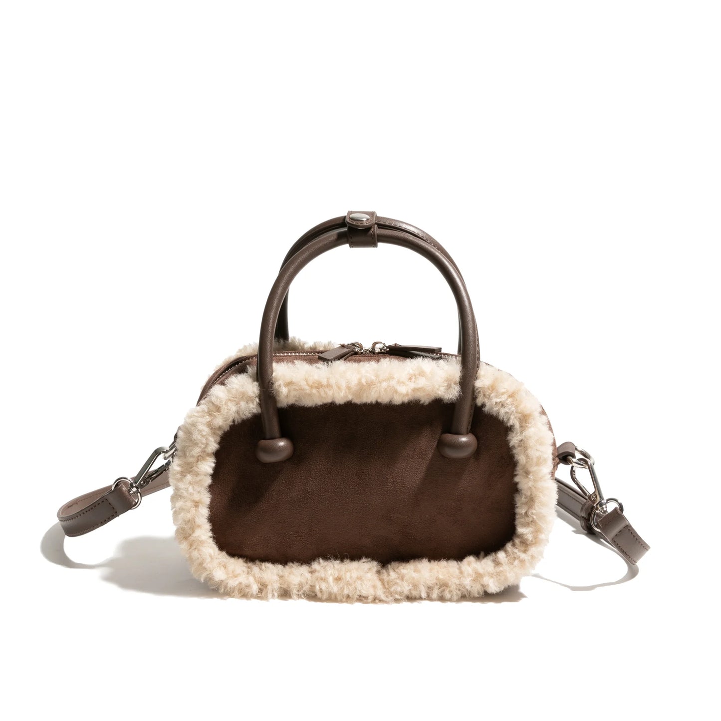Faux leather bag with fur around