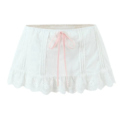 Aesthetic skirt with pink ribbon