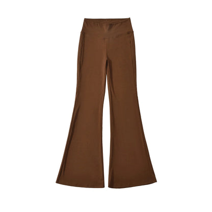 Flared pants with thick elastic at the waist