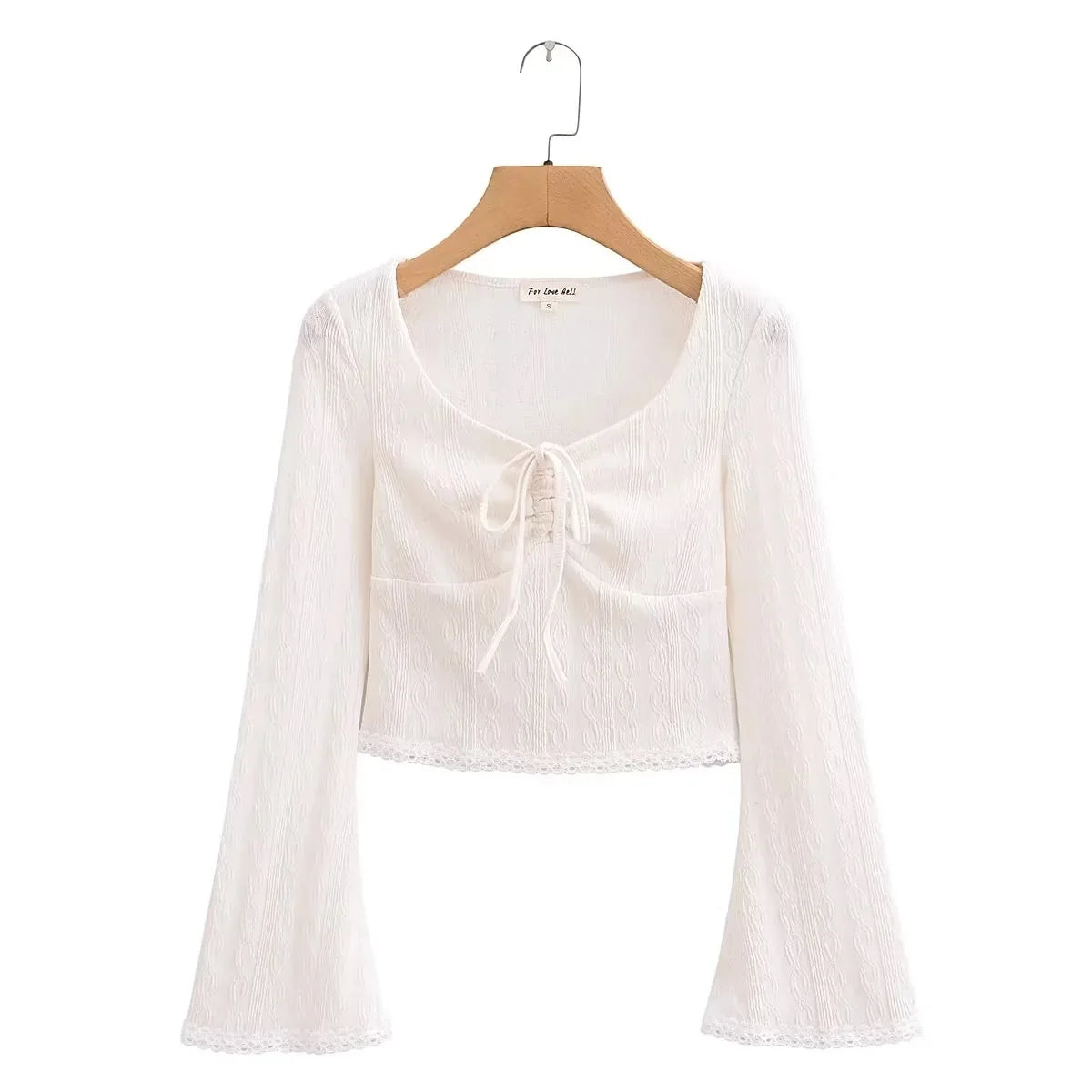 Aesthetic shirt with a tie in the chest and lace decorations