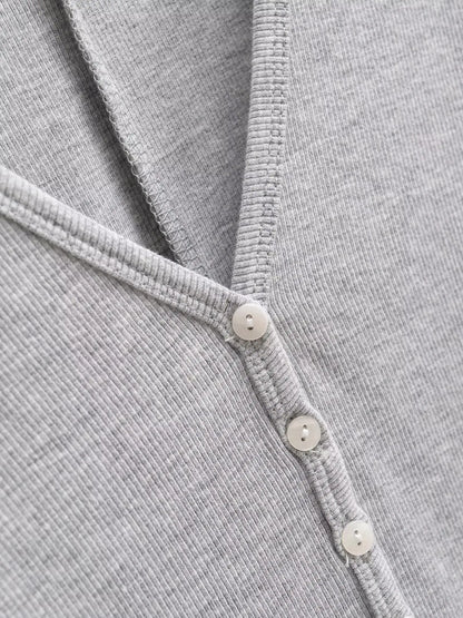 Buttoned v-neck overall