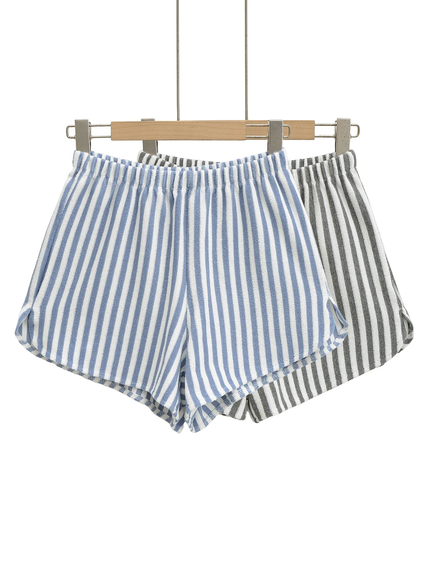 Striped shorts in towel texture