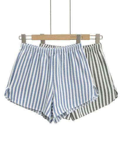 Striped shorts in towel texture