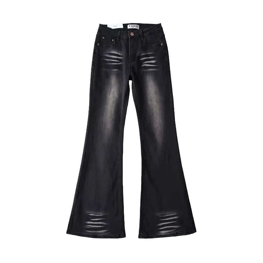 Washed flared jeans
