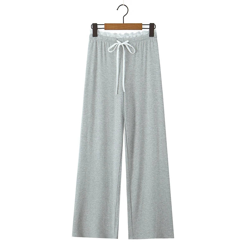 Lace trim pants