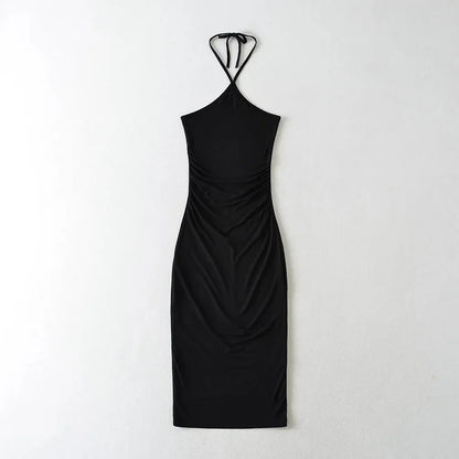 Collared dress with pleats at the waist
