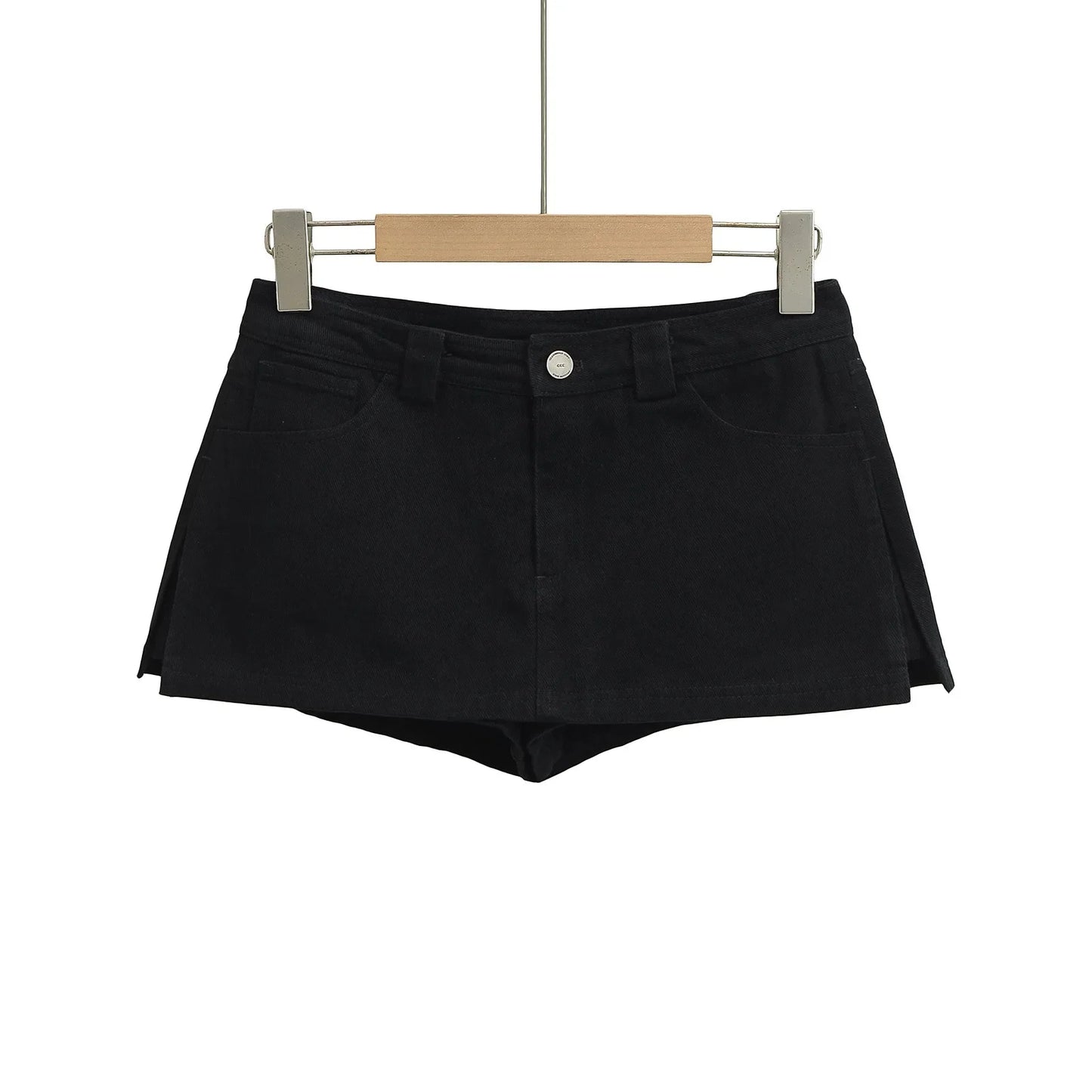 Denim skirt with built-in low cut pants