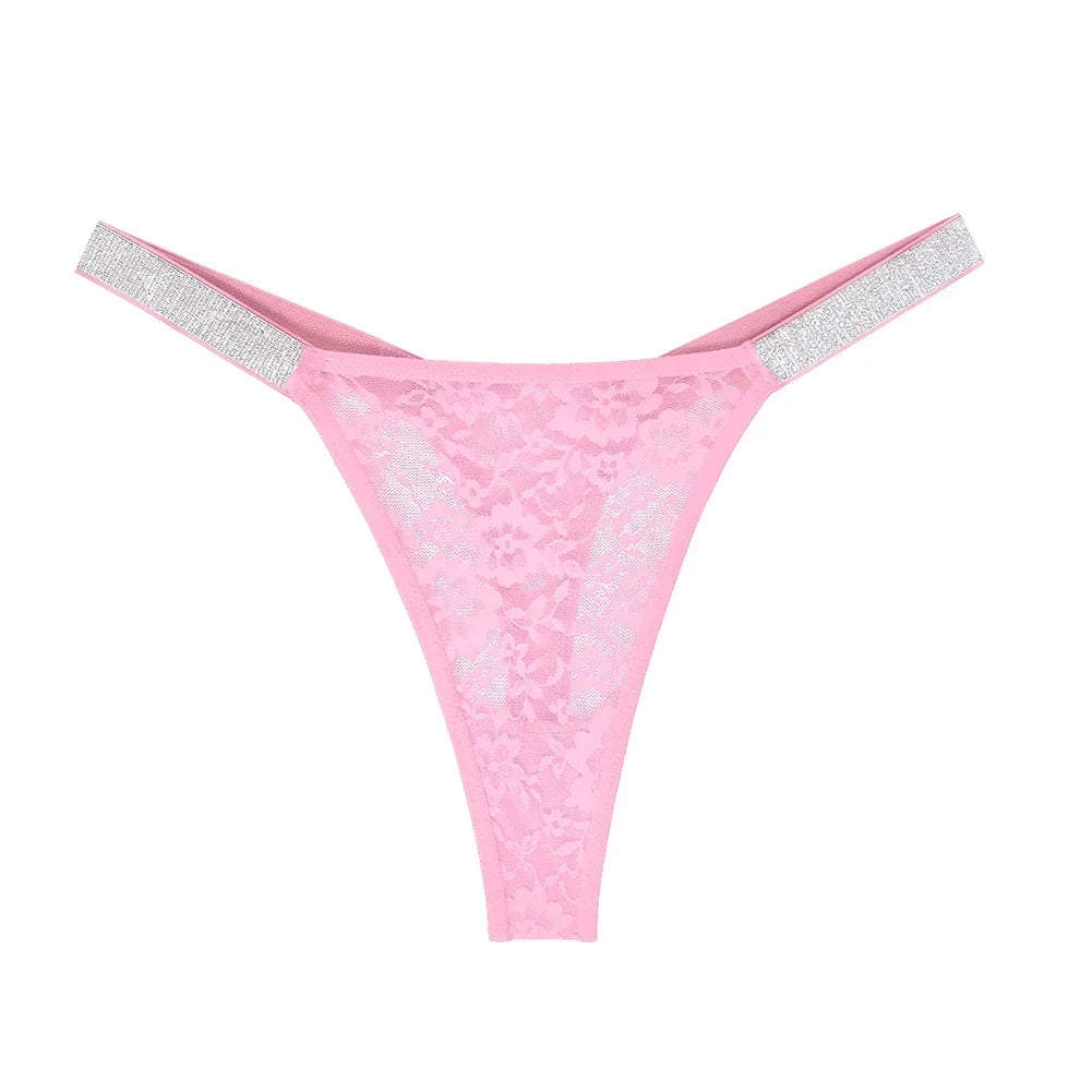 Lace thong bottom with sequins on the bottom