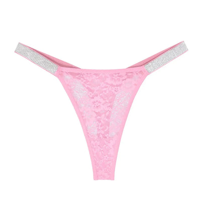 Lace thong bottom with sequins on the bottom