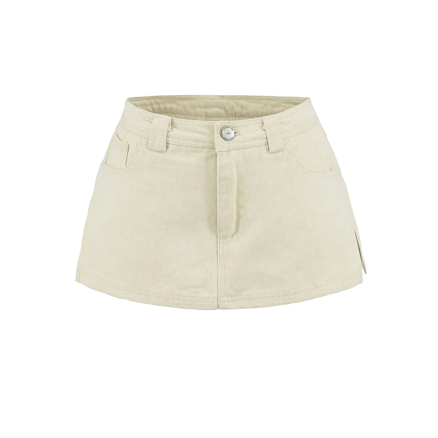 Denim skirt with built-in low cut pants