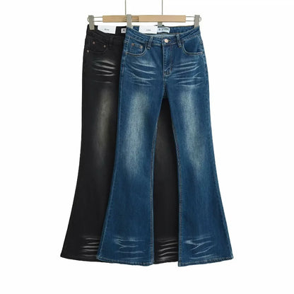 Washed flared jeans