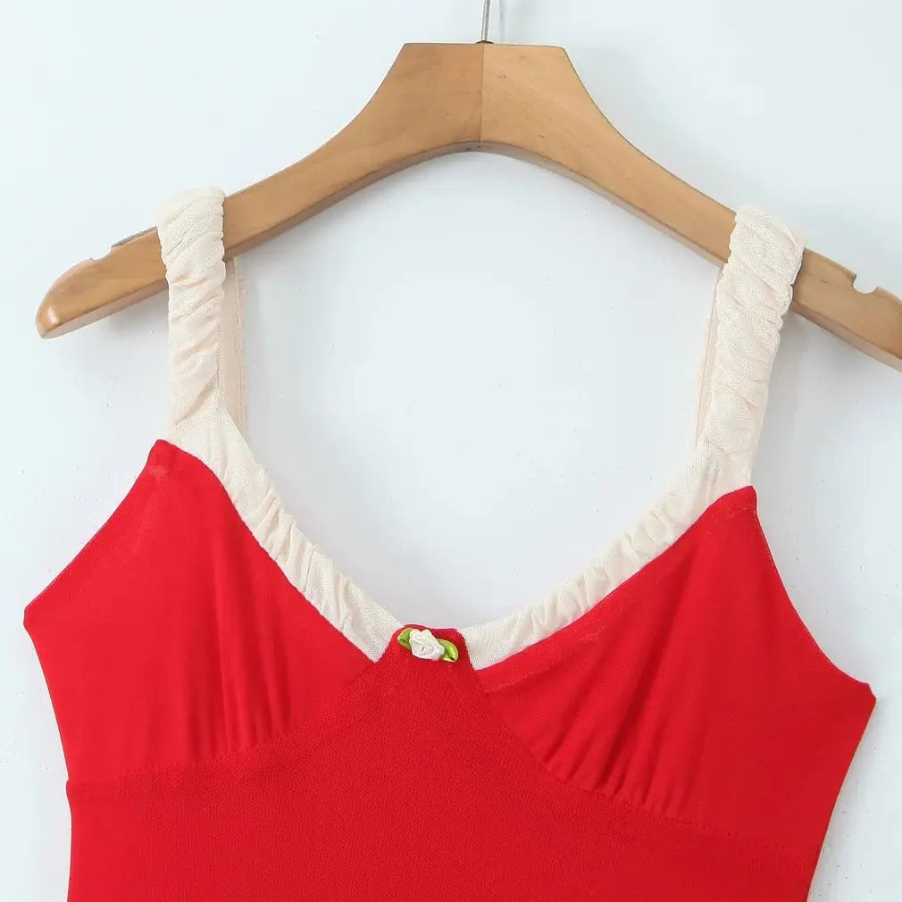 Red dress with a small flower
