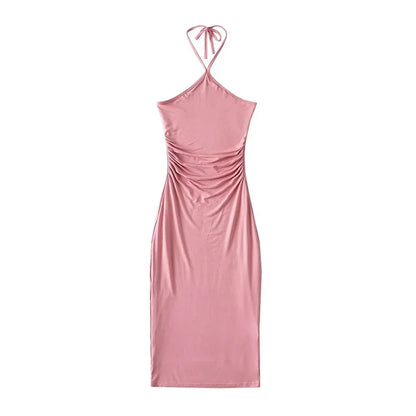 Collared dress with pleats at the waist