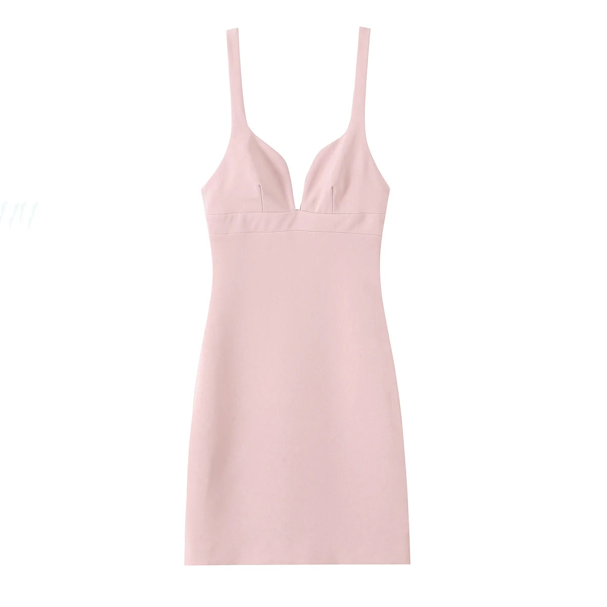Mini dress with deep neckline and back tie