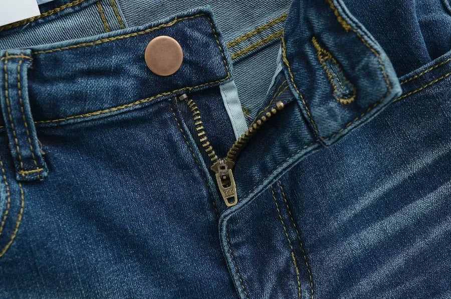 Washed flared jeans