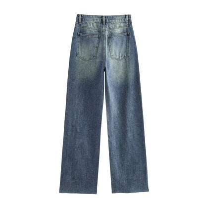 High waisted straight jeans