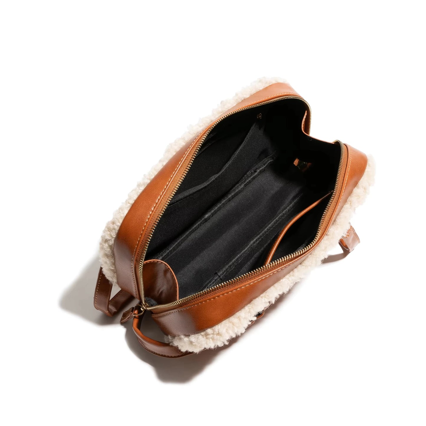 Faux leather bag with fur around