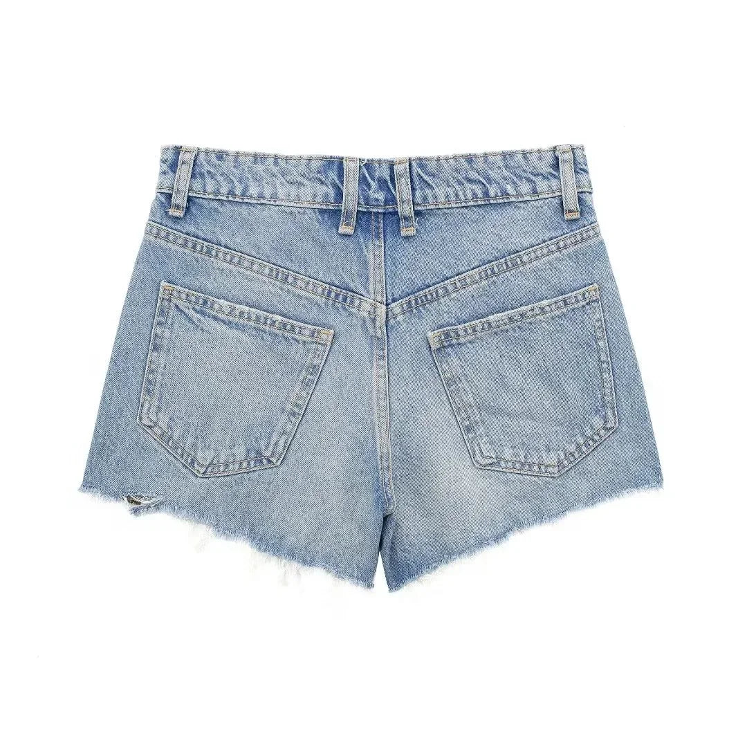 Basic ripped short jeans