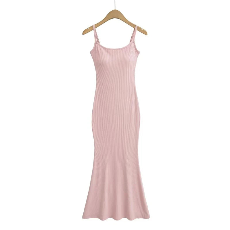 Spaghetti dress with built-in bra