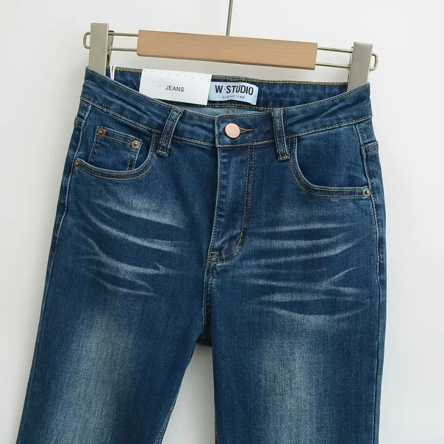 Washed flared jeans