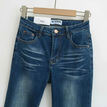 Washed flared jeans