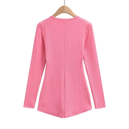 Buttoned v-neck overall