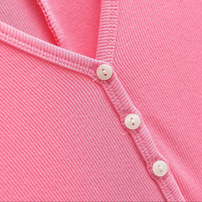Buttoned v-neck overall