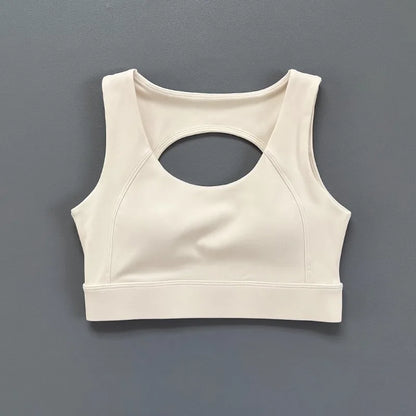 Sports bra with an opening in the back
