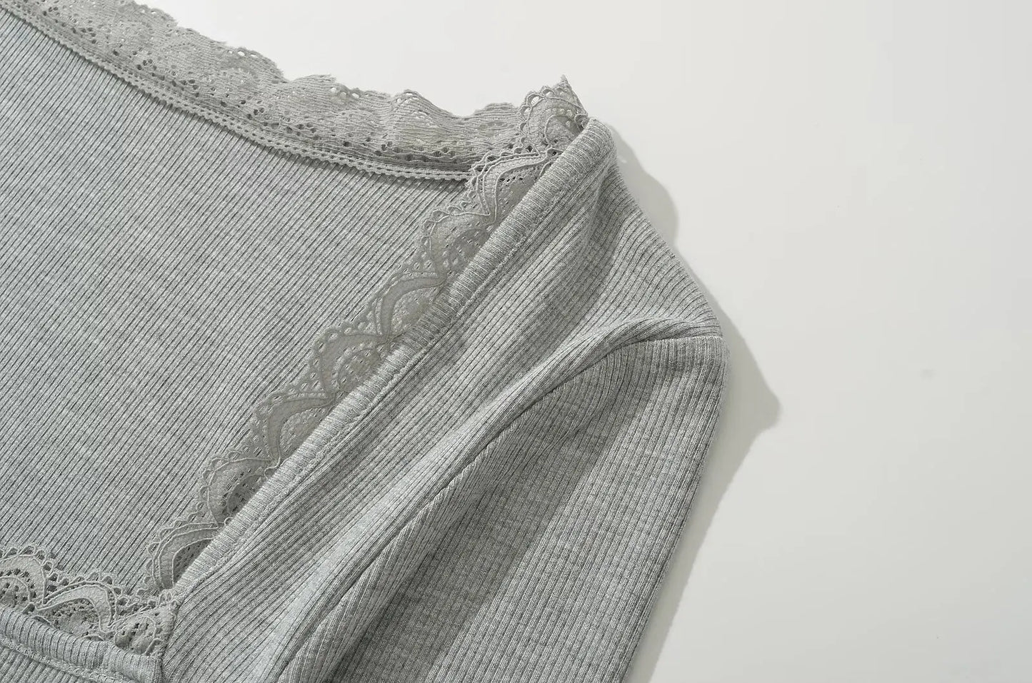 Shirt with square lace neckline
