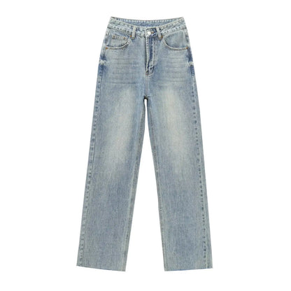 High waisted straight jeans