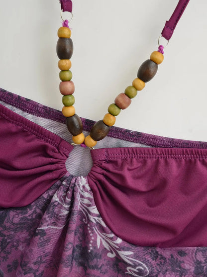 Beaded collar tank top