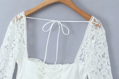 French style dress with lace sleeves