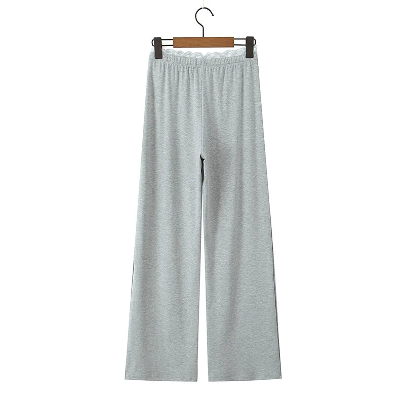 Lace trim pants