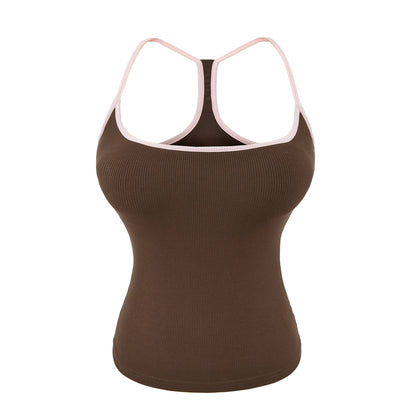 Sporty style tank top with a built-in bra
