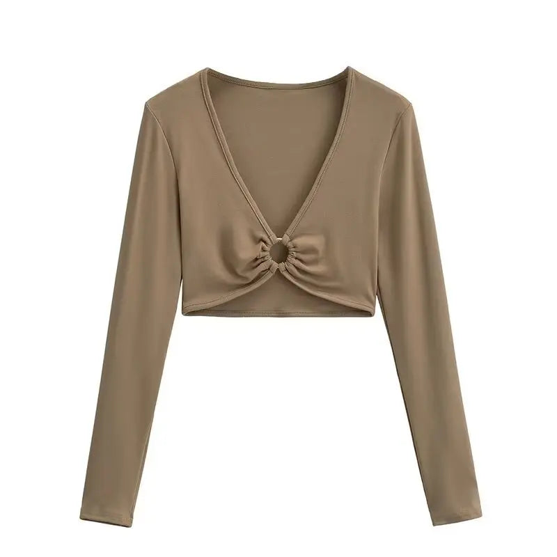 Long shirt with a ring at the neckline