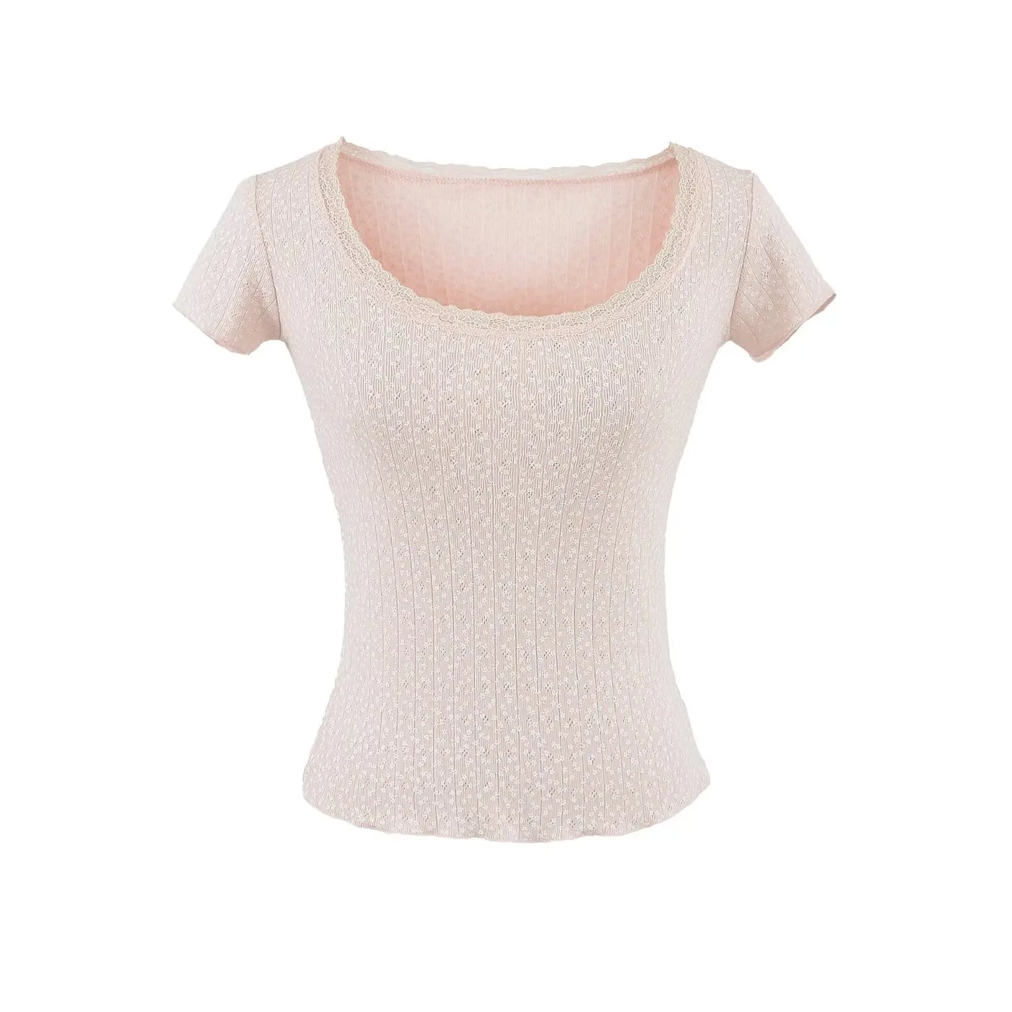 Lace neckline floral shirt
