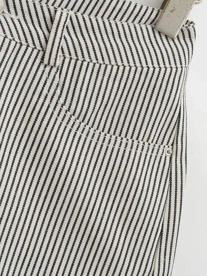 Denim-like striped shorts