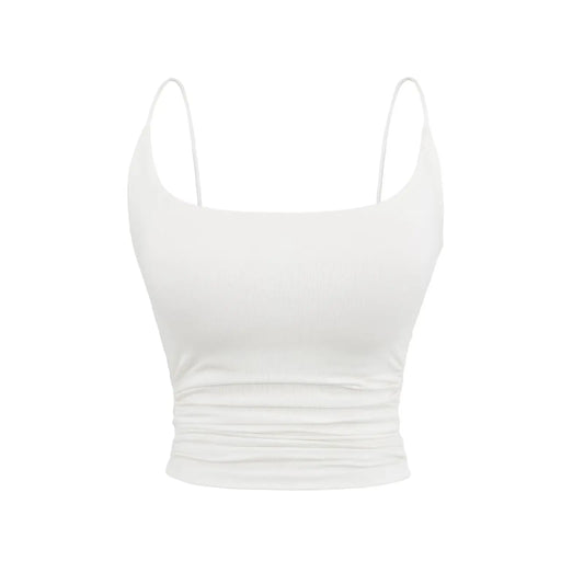 גופיה עם רצועות דקות וכיווצים גוזיה מובנת