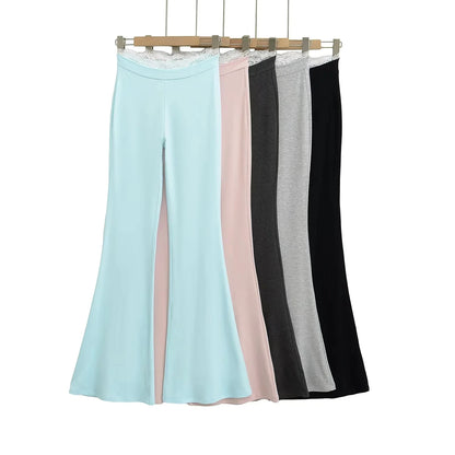 Long pants with lace trim