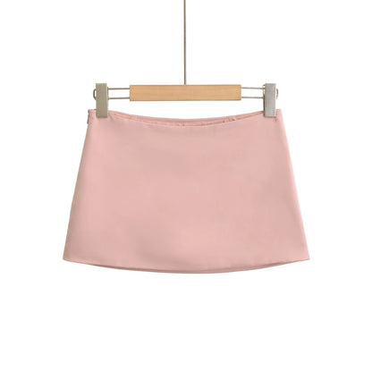 Low mini skirt with built-in tights