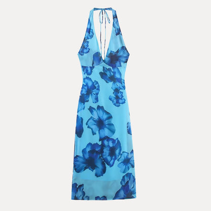 Blue floral collar dress