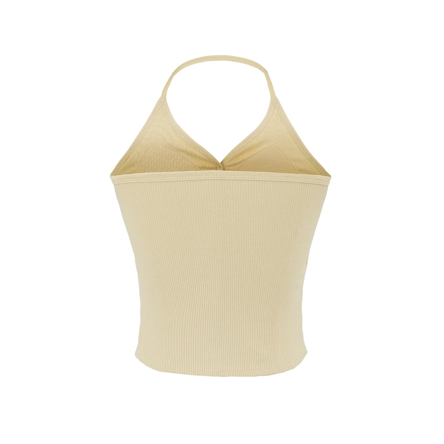 Buttoned collar tank top with a built-in bra