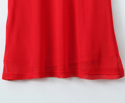 Red dress with a small flower