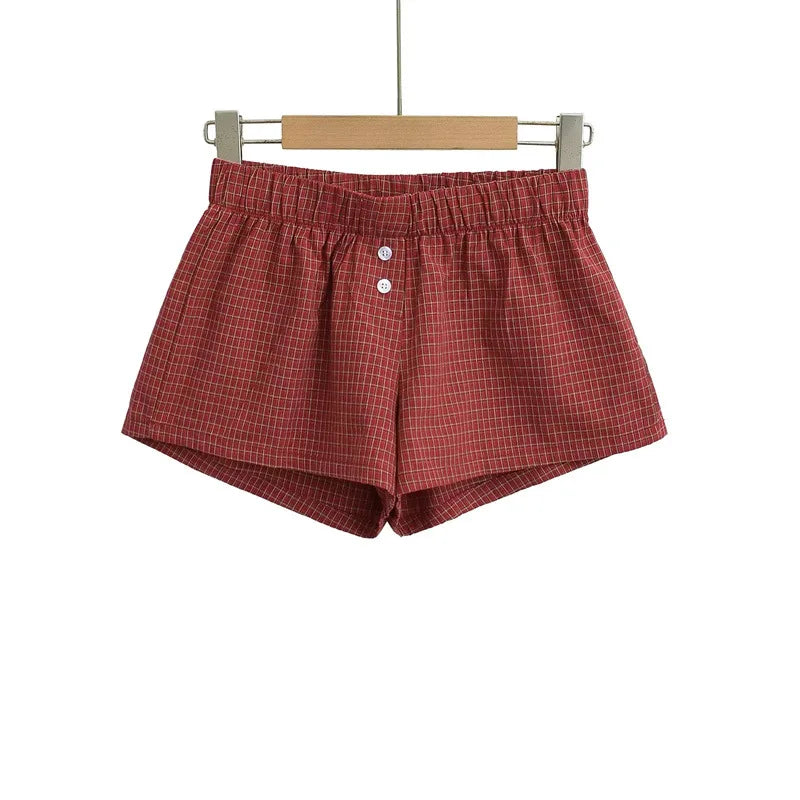 Two button checkered shorts