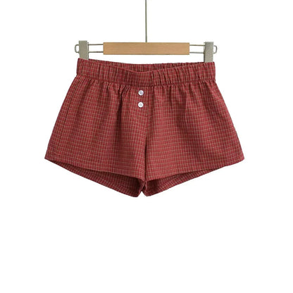Two button checkered shorts